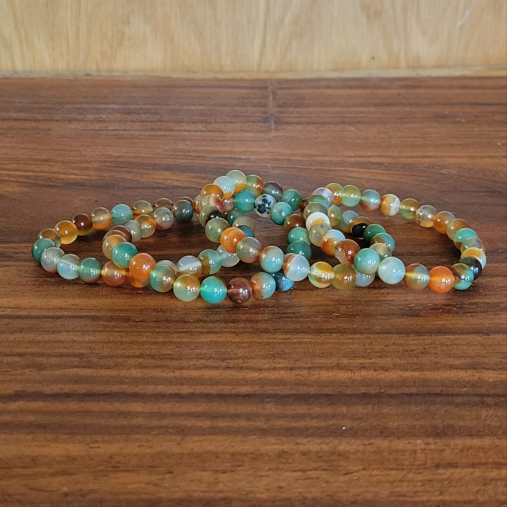 Handmade Peacock Agate Bracelet. Made To Order. Size OS.